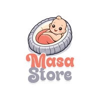 Masa Store logo featuring a happy baby in a cozy nest, representing baby essentials and comfort.